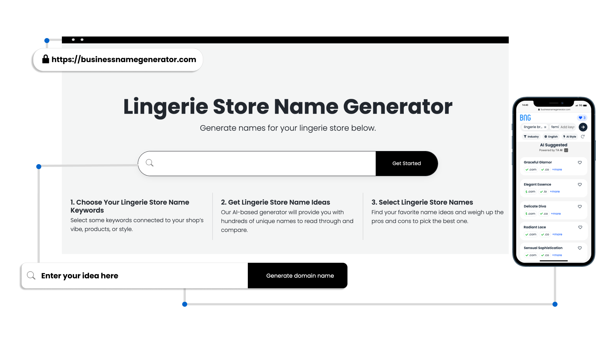 screenshot of lingerie store generator