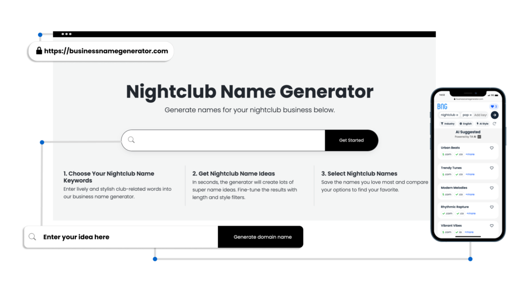 Screenshot of Nightclub Name Generator