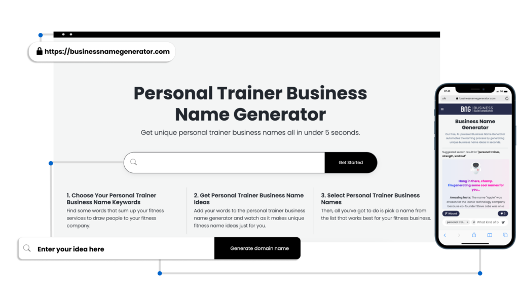 Screenshot of How to use our Personal Trainer Business Name Generator