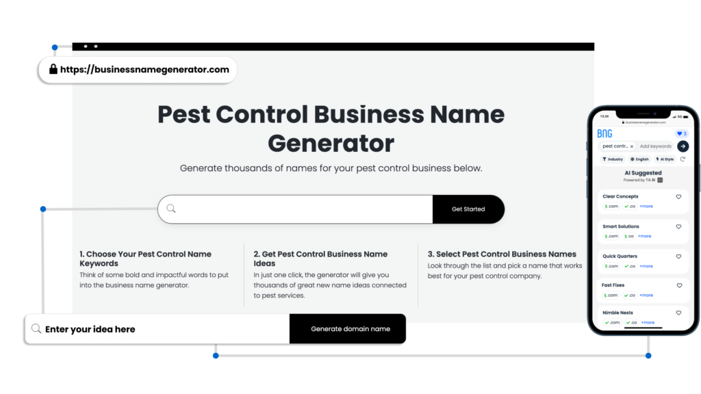 Screenshot of How to use our Pest Control Business Name Generator