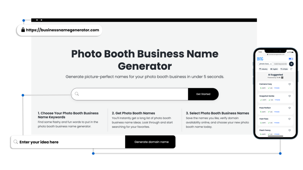 Screenshot of How to use our Photo Booth Business Name Generator