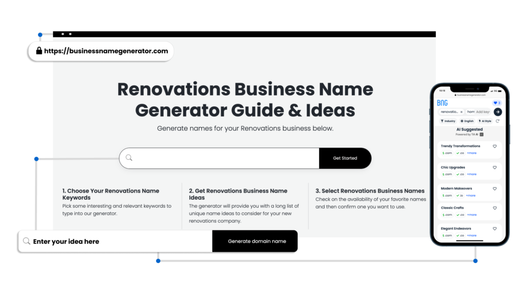 Screenshot of How to use our Renovations Business Name Generator
