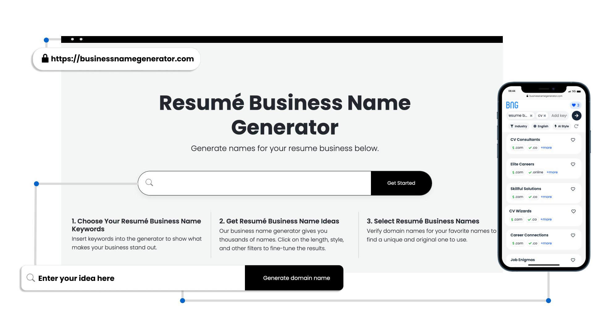 Screenshot -  Resume Business Name Generator