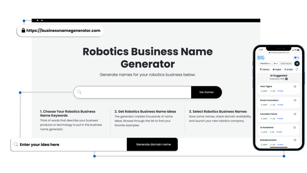 Screenshot of Robotics Business Name Generator