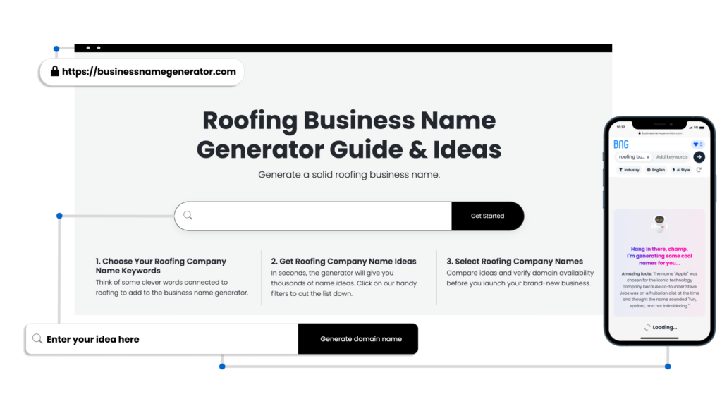 Screenshot of How to use our Roofing Business Name Generator
