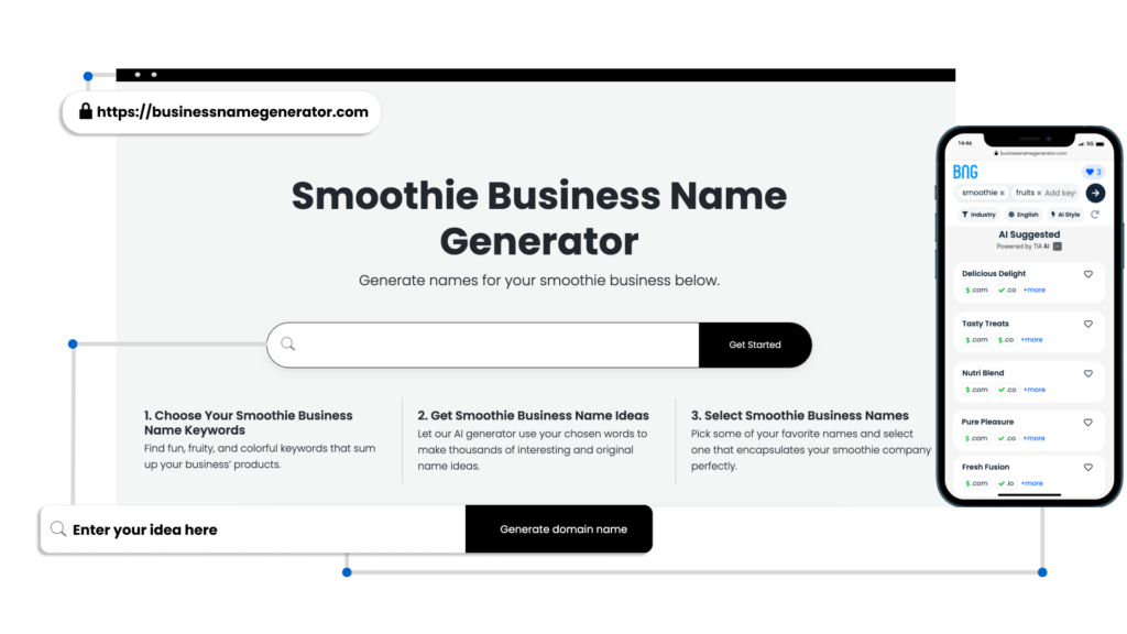 Screenshot of Smoothie Business Name Generator