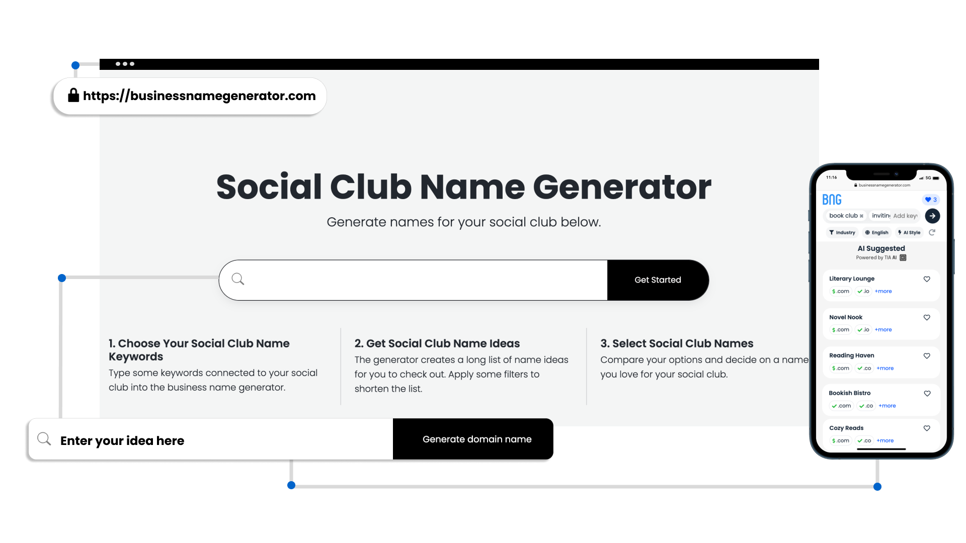 Screenshot of Social Club Name Generator