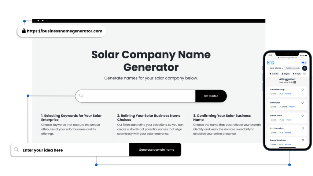 Screenshot of How to use our Solar Business Name Generator
