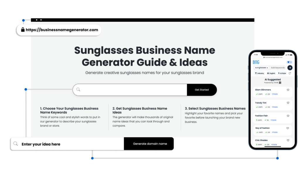 Screenshot of How to use our Sunglasses Business Name Generator