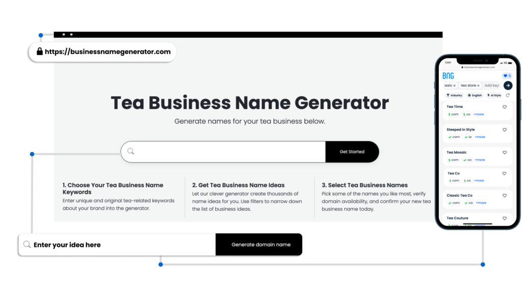 Screenshot of Tea Business Name Generator