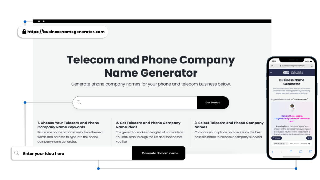 Screenshot of How to use our Telecom and Phone Company Business Name Generator