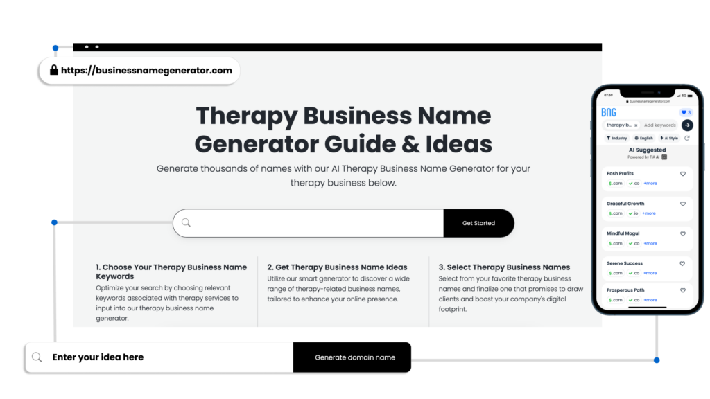 Screenshot of How to use our Therapy Business Name Generator