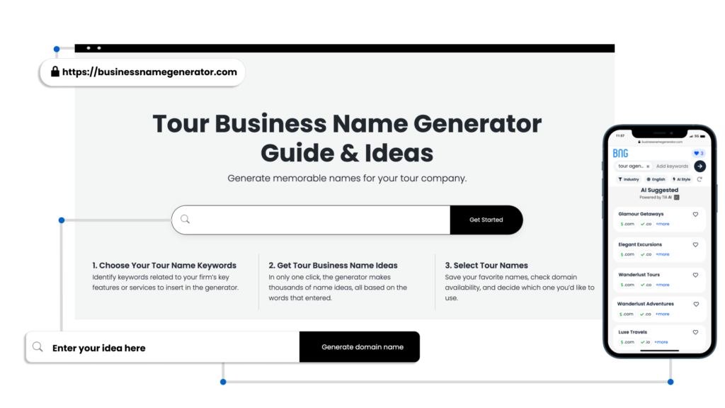 Screenshot of How to use our Tour Business Name Generator