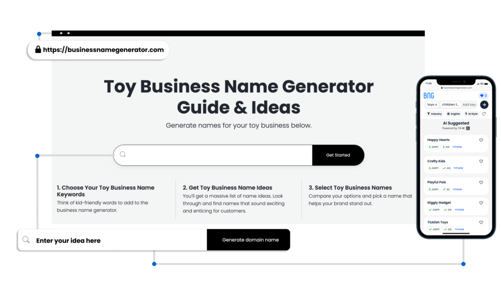 Screenshot of How to use our Toy Business Name Generator