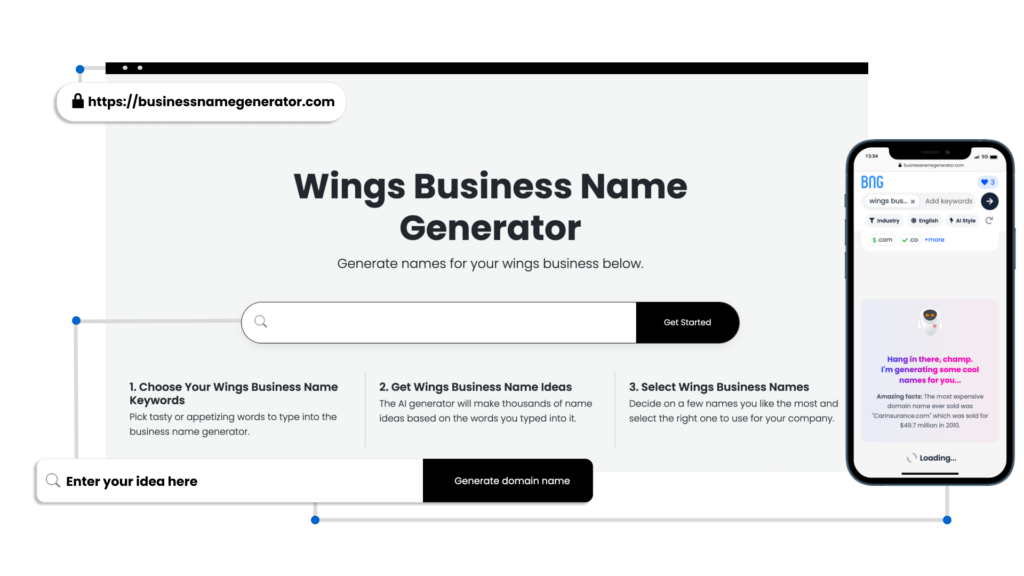 screenshot - Wings Business Name Generator