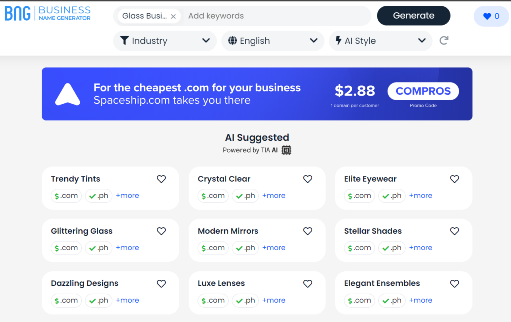 Glass Business Name Generator
