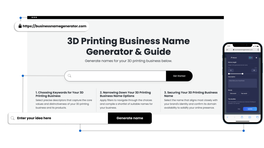 Screenshot of How to use our 3D Printing Business Name Generator
