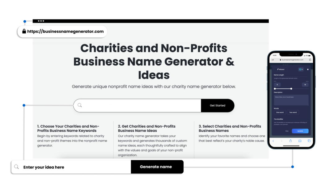 How to use our Charities and Non-Profits Business Name Generator