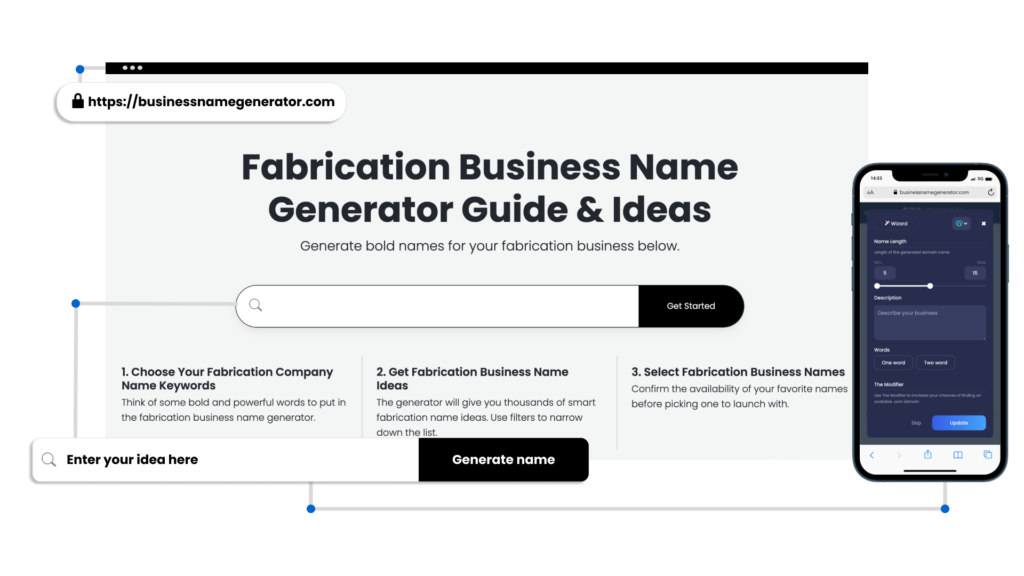 Screenshot of How to use our Fabrication Business Name Generator