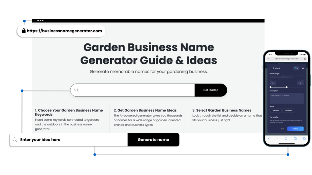 Screenshot of How to use our Garden Business Name Generator