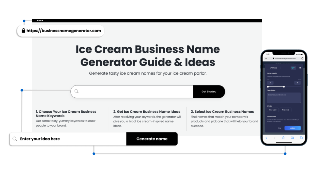 Screenshot of How to use our Ice Cream Business Name Generator