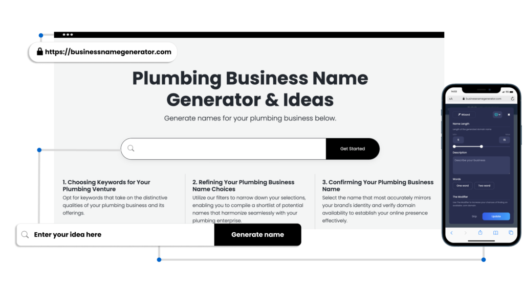 Screenshot of How to use our Plumbing Business Name Generator