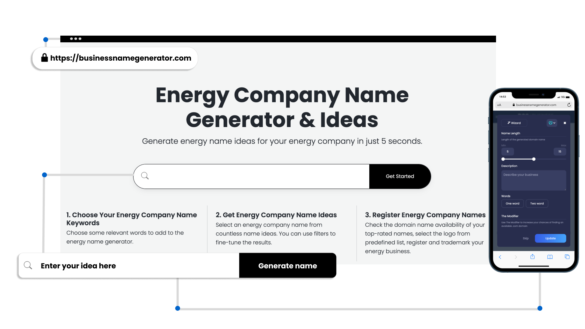 Screenshot of Energy Company Name Generator 