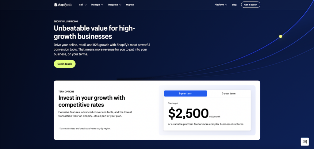 Shopify plus cost